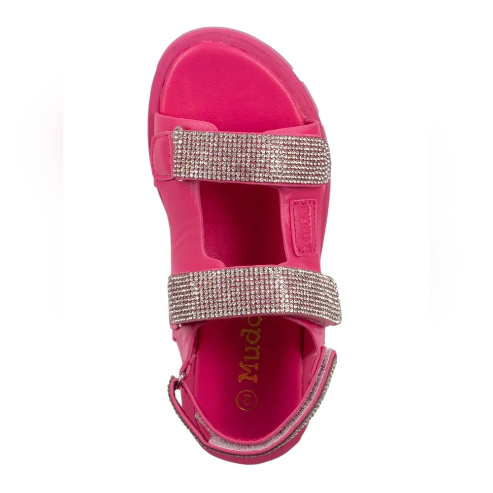 Mudd Girls Pink Eva Chunky Sandals Wirh Rhinestones - NIB